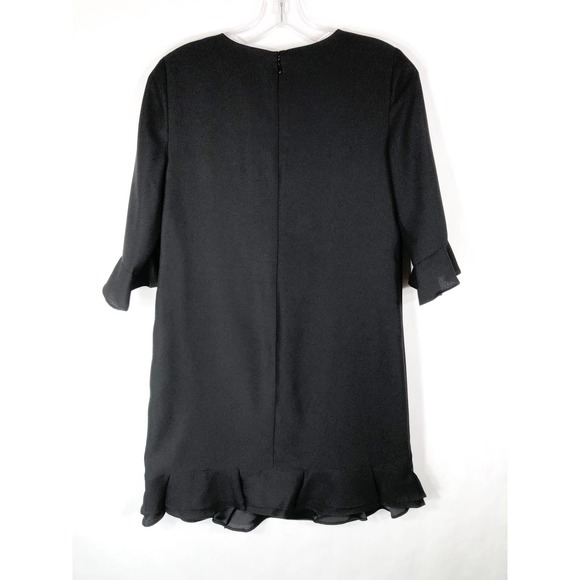Cece Cynthia Steffe Size 0 Dress Kate Ruffle Hem A-Line Crepe Little Black 1409 - Picture 3 of 9